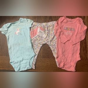 NWOT Carter's sz 6 month 3 piece Onesie/Pants Set